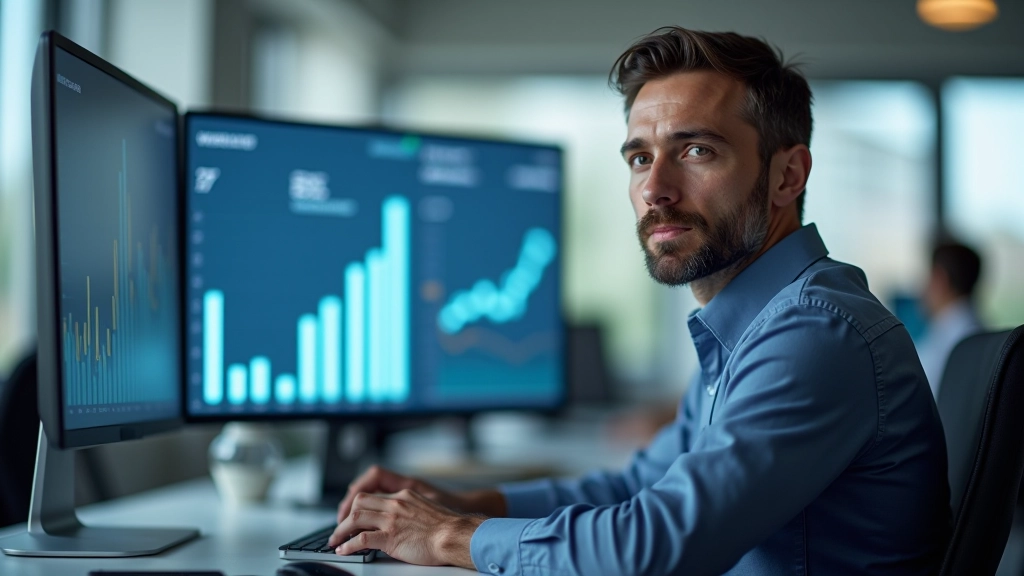 Grafik na počítači zobrazující statistické grafy cen a trendů stavební činnosti