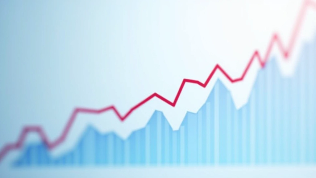 Graf s růstem cen bytů v čase, modré a červené čáry na bílém pozadí