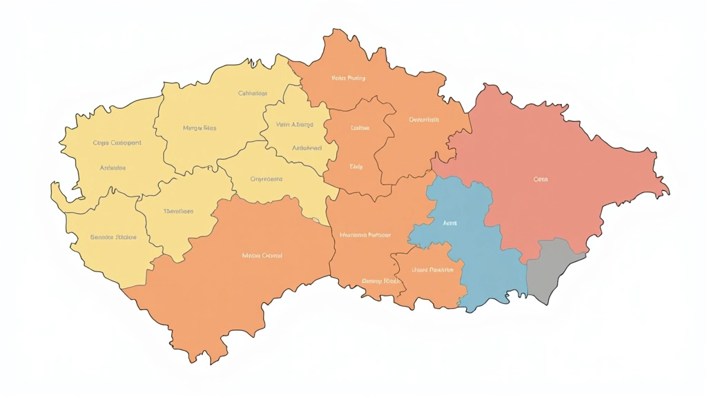 Mapa Česka s různými barvami znázorňujícími ceny nemovitostí v jednotlivých regionech